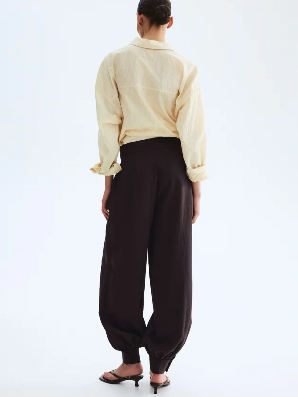 BALLOON-LEG TWILL PANTS